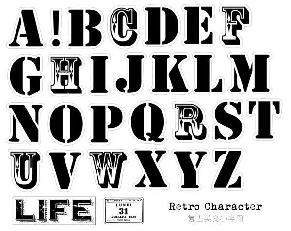 29pcs,Retro Characters stickers scrapbook, alphabet letter stickers,album stickers, journal stickers,