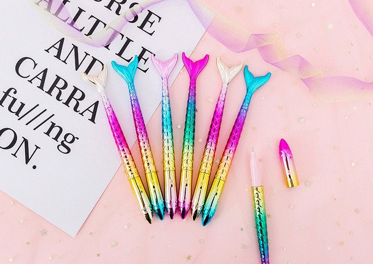 4 colors Metallic mermaid gel pen /cute gel Pen/Modern Calligraphy /Di –  DokkiDesign