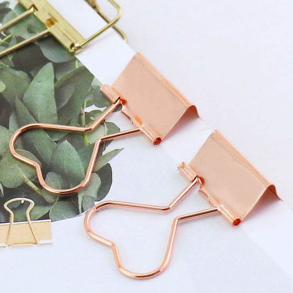 12pcs Rose gold heart binder clips, rose gold bookmarks/planner clips , Binder Clips, Office Supplies, journal supplies