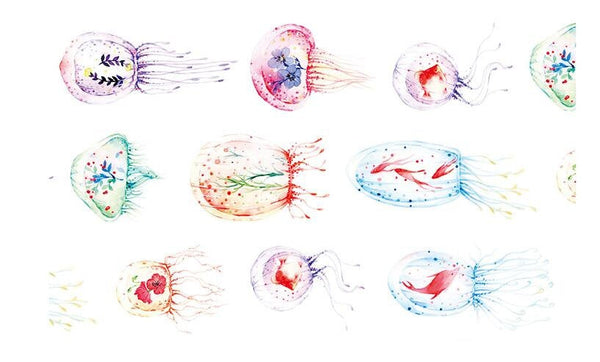 Jellyfish Washi Tape Cartoon Jellyfish Washi Tape / Fish Masking tape/ japanese washi tape/Planner Supplies