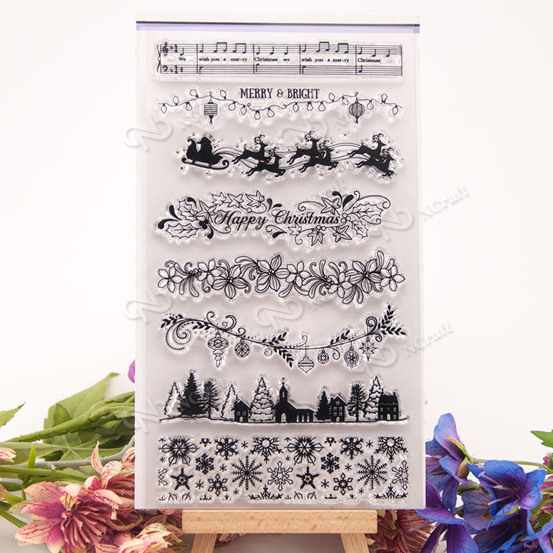 Christmas line Clear Rubber Stamp/snowflake Clear Stamp/winter street clear stamp /santa clause clear stamp