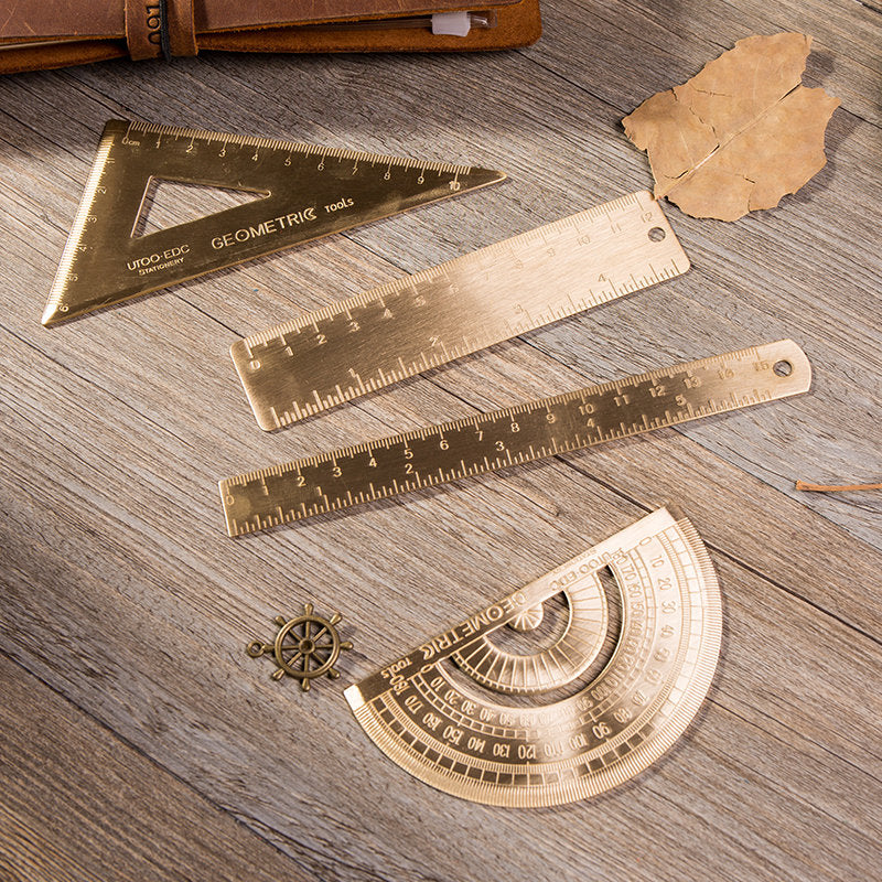 Brass Protractor Ruler /Brass Triangle Ruler/12cm ruler/ 15cm ruler