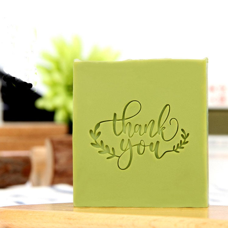 Thank you soap stamp, laurel  thank you soap DIY, custom soap stamp, acrylic soap stamp