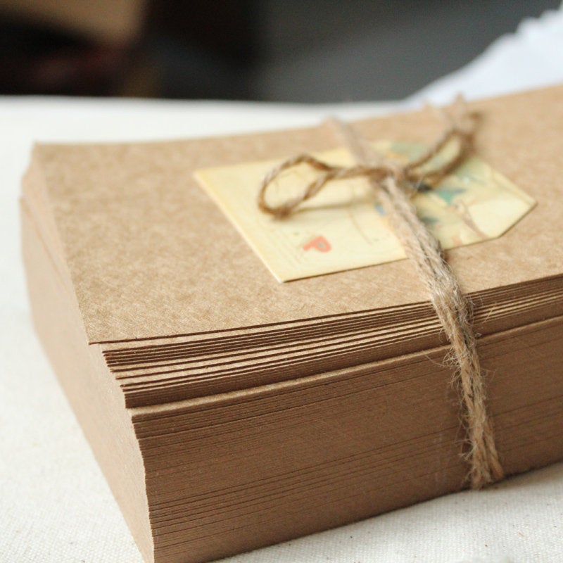 15cmX10cm 350g Blank Kraft Paper Cards, 100pcs Thank you card pack, Blank Business Cards, Wedding place cards