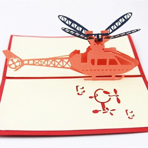 3D Helicopter Greeting Card Greeting Card For Pilot boys | Congratulations Card | Pilot Birthday Gift Card | Pop Up Card | Pop Out Card