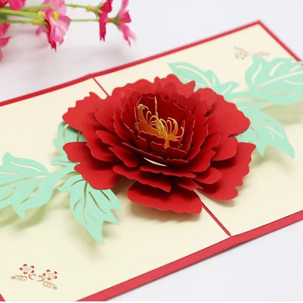 3D Peony Greeting Card/Birthday Flower Pop Up Card /Thank you Card |/Flower Card /Congratulations Card /Love Card | Pop Up Peony