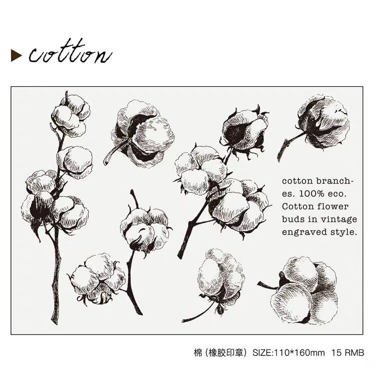 Cotton Clear Rubber Stamp Set/Plant clear stamps set/cotton clear stamp /Rubber transparent clear stamp