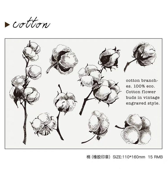 Cotton Clear Rubber Stamp Set/Plant clear stamps set/cotton clear stamp /Rubber transparent clear stamp