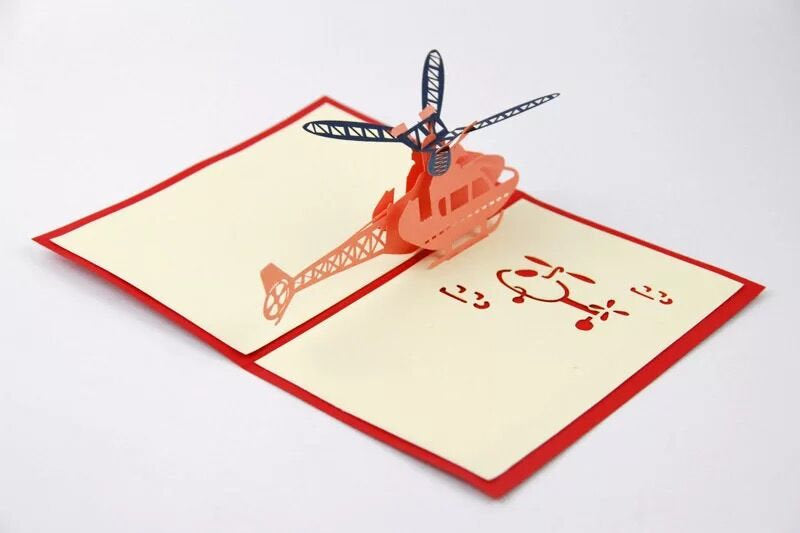 3D Helicopter Greeting Card Greeting Card For Pilot boys | Congratulations Card | Pilot Birthday Gift Card | Pop Up Card | Pop Out Card