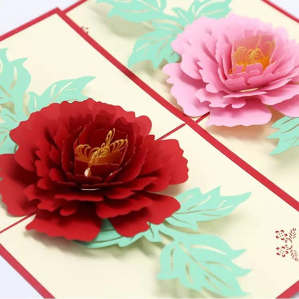 3D Peony Greeting Card/Birthday Flower Pop Up Card /Thank you Card |/Flower Card /Congratulations Card /Love Card | Pop Up Peony