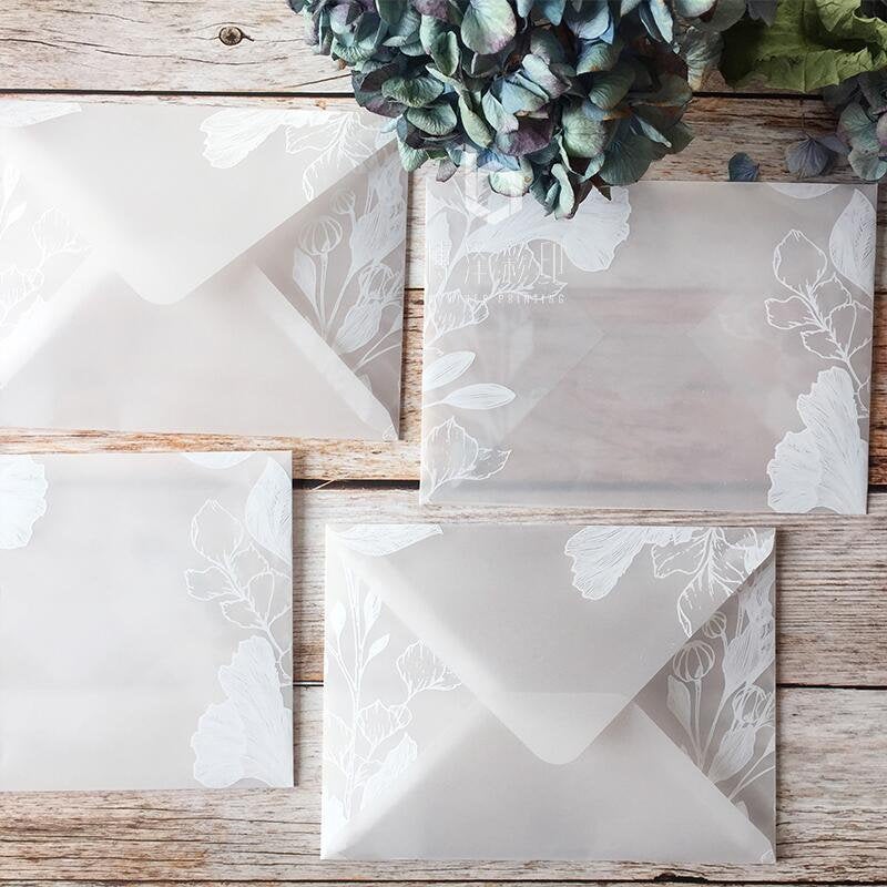 14X19cm Flower Transparent Envelopes / white clear envelopes/Clear inv –  DokkiDesign