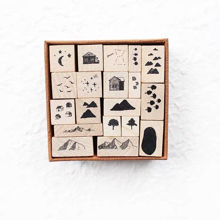 Forest tree Rubber Stamp /journaling stamp /mountain tree wood rubber stamp/pine tree
