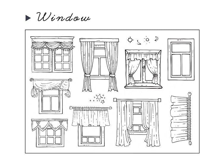 Window Clear rubber Stamps/windows Stamps/Stamp Set/journaling kit/Planning accessories