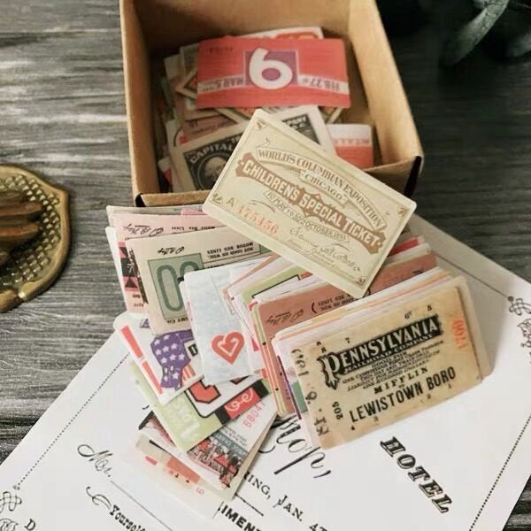 128 pcs Vellum retro ticket Stickers / journal Stickers/ Filofax Stickers/ticket Stickers /