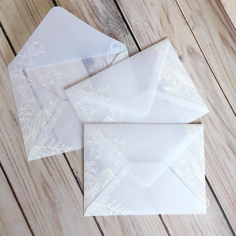 Glassine Wedding Envelope, favor envelopes, Translucent Clear White  invitation envelopes