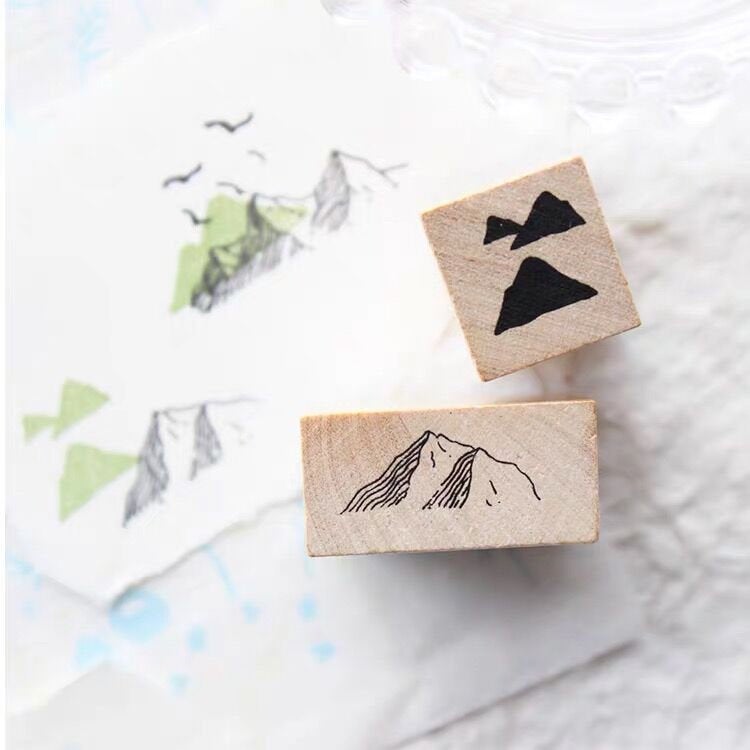 Forest tree Rubber Stamp /journaling stamp /mountain tree wood rubber stamp/pine tree