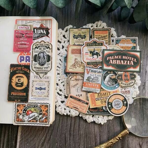 28pcs Vintage brand logo post journal Stickers/planner sticker set/ Filofax Stickers/Lap top stickers/Scrapbook Sticker