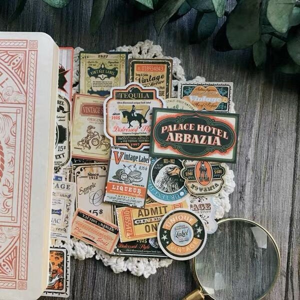 28pcs Vintage brand logo post journal Stickers/planner sticker set/ Filofax Stickers/Lap top stickers/Scrapbook Sticker