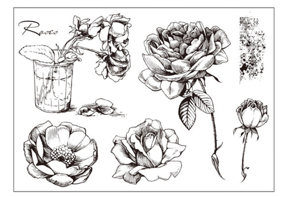 Flower Clear rubber Stamps/floral Stamps/stay the date/Planner Stamps/Stamp Set/Food Stamps/Planning accessory/