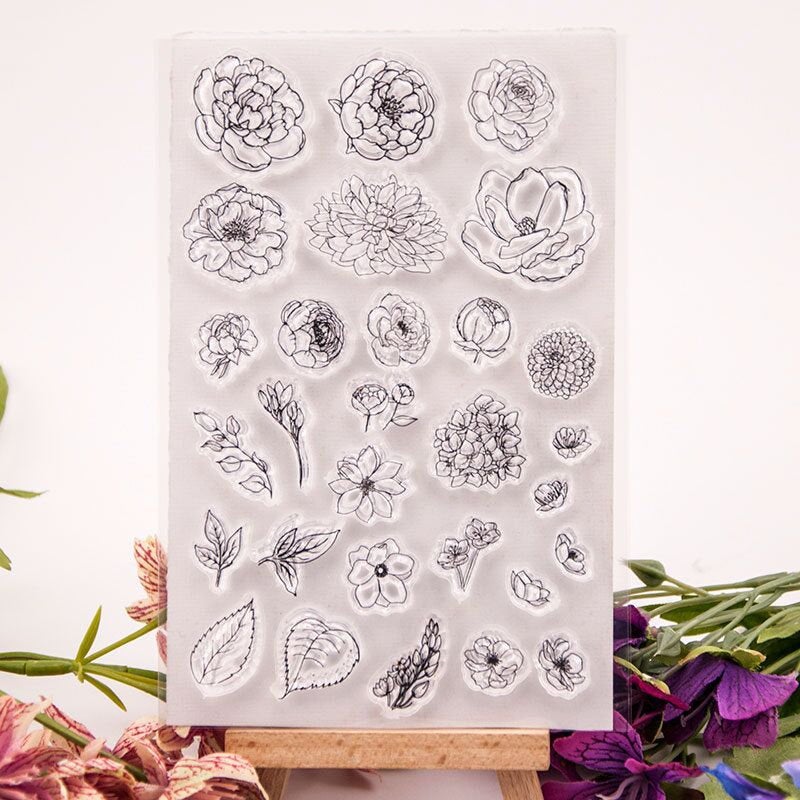 Rose flower clear Stamp/poppy Clear Transparent Stamp/Planning accessory/scrapbook rubber stamp/journal stamp