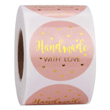 500PCS 1inch handmade with love stickers heart pink gold foiled  Sticker Business Stickers