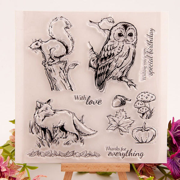 Owl fox bird Transparent rubber Stamp/forest animals clear Planner Stamp/cute stamp/Rubber transparent clear stamp
