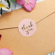 Thank you stickers/pink foiled sticker / black white kraft tape /gift wrapping thank you roll/ wedding thank you favor stickers