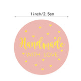 500PCS 1inch handmade with love stickers heart pink gold foiled  Sticker Business Stickers