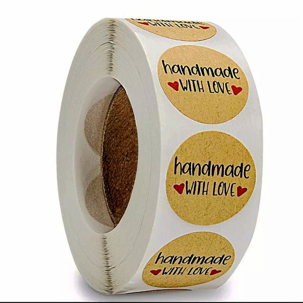 Handmade with love stickers, bakery stickers, packaging stickers labels, handmade packaging supplies, business stickers