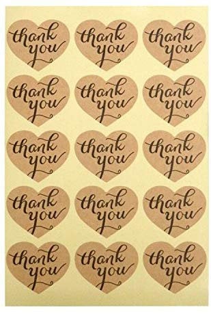 Thank you stickers heart shape/ heart stickers roll/ packaging labels stickers business/ bakery stickers/ food label 500pcs 1 inch