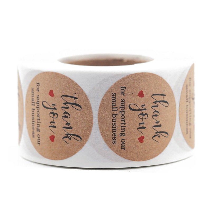 Thank you for supporting our small business round stickers, thank you stickers, business labels, 1 inch round labels 500pcs