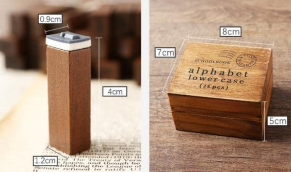 Vintage Lower Case Alphabet Number Stamp Set / Wood Number Rubber Stamp /Clay Stamp /Box uppercase handwritten Alphabet stamps box/