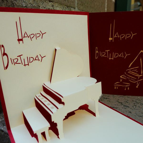 Birthday piano,POP UP CARD