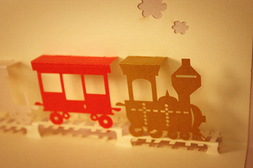 Little train Birthday,POP UP CARD