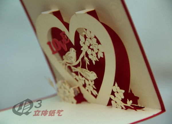 Valentine card Magpies with love  in Pop up card 3d card