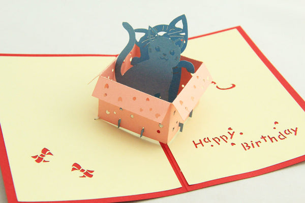 kitty in the box in  Pop up card