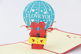 Love Hot Air Balloon 3d pop up card I love you