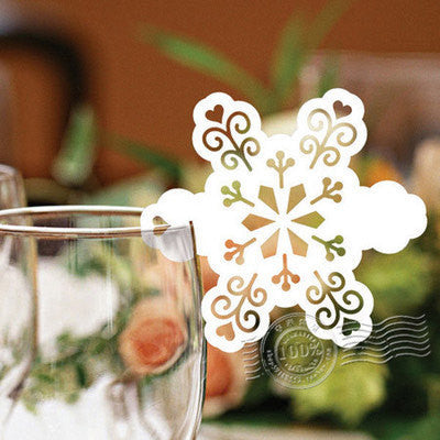 Pack of 50 laser cut  Snow Flake  table name cards for wedding party glass of Confetti decoration/place card/escort cards
