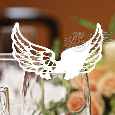 Pack of 50 laser cut  Wing  table name cards for wedding party glass of Confetti decoration/place card/escort cards