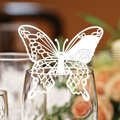 Pack of 50 laser cut  Butterfly  name cards for wedding party glass of Confetti decoration/place card/escort cards