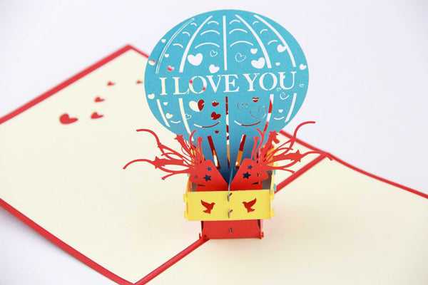 Love Hot Air Balloon 3d pop up card I love you