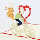 Love bicycle boy and girl heart  pop up card  greeting card