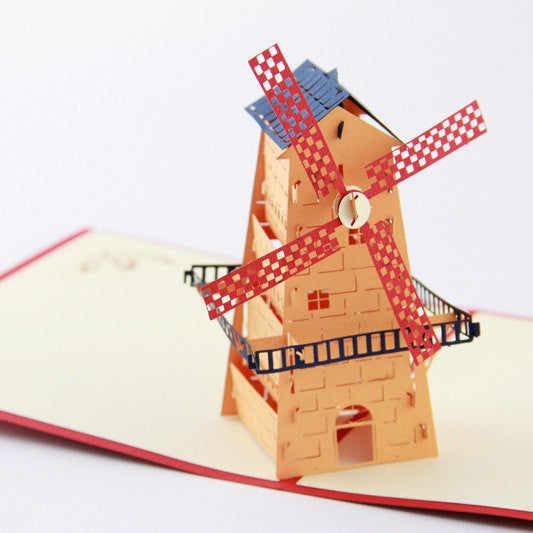 Windmill pop up card 3d origami greeting