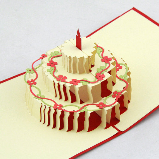 Flower birthday Cake  in Pop up card birthday card 3d greeting card