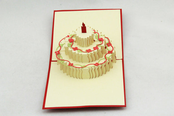 Flower birthday Cake  in Pop up card birthday card 3d greeting card