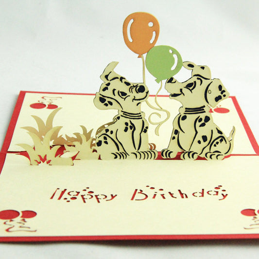 Spotty dog birthday card pop up card/ 3d card/ kid birthday card