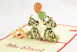 Spotty dog birthday card pop up card/ 3d card/ kid birthday card