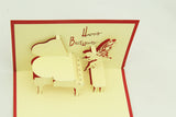 Playing piano birthday card  POP UP card 3d card piano card