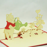 Bear  in Pop up card greeting card  3d gift card watering flower cartoon