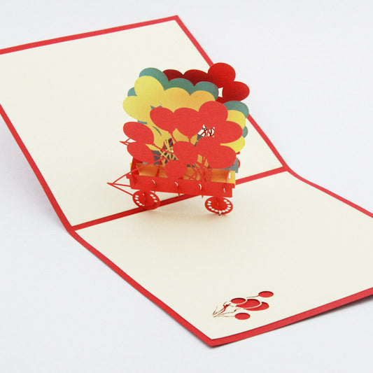 Balloon birthday card  pop up card -greeting card 3d laser cut general card